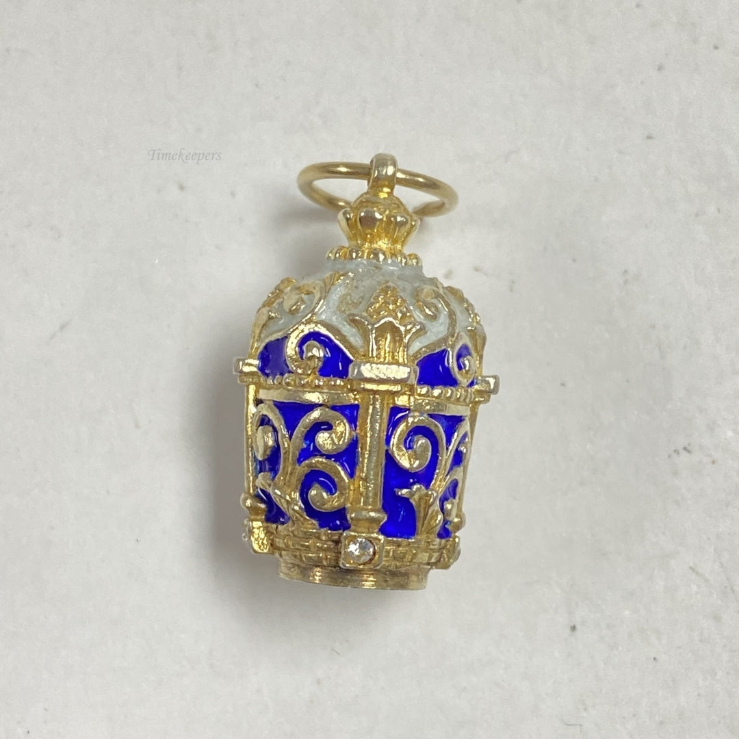 m244 Vintage Sterling Silver Blue Enamel Crown Charm Pendant