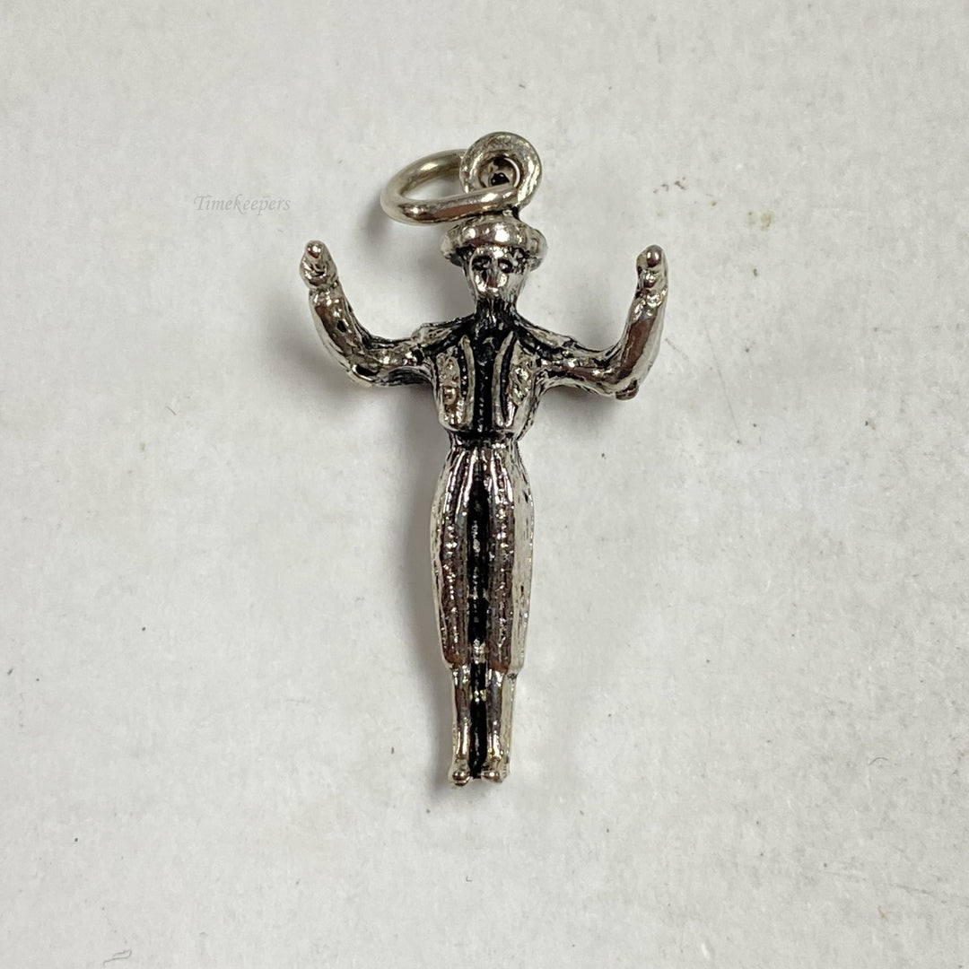 m246 Vintage Silver Tone Toreador Figure Charm Pendant