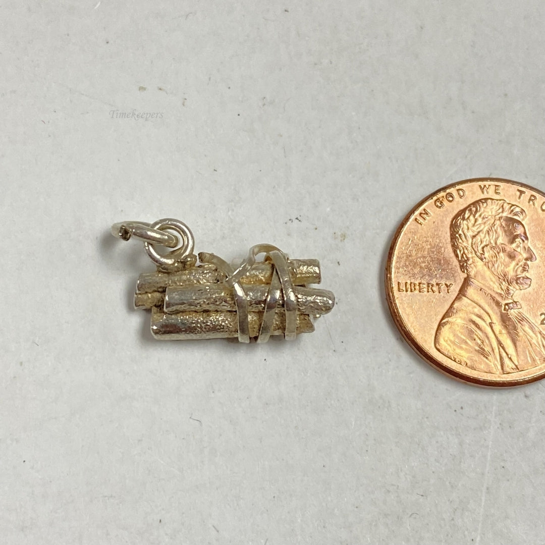 m247 Vintage Silver Tone Stack of Wood Branches Charm Pendant