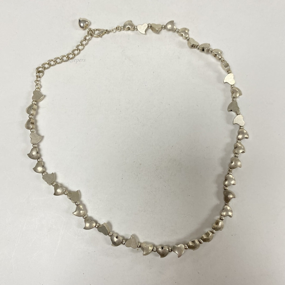 m257 Vintage Sterling Silver Heart Shaped Links Necklace 18"