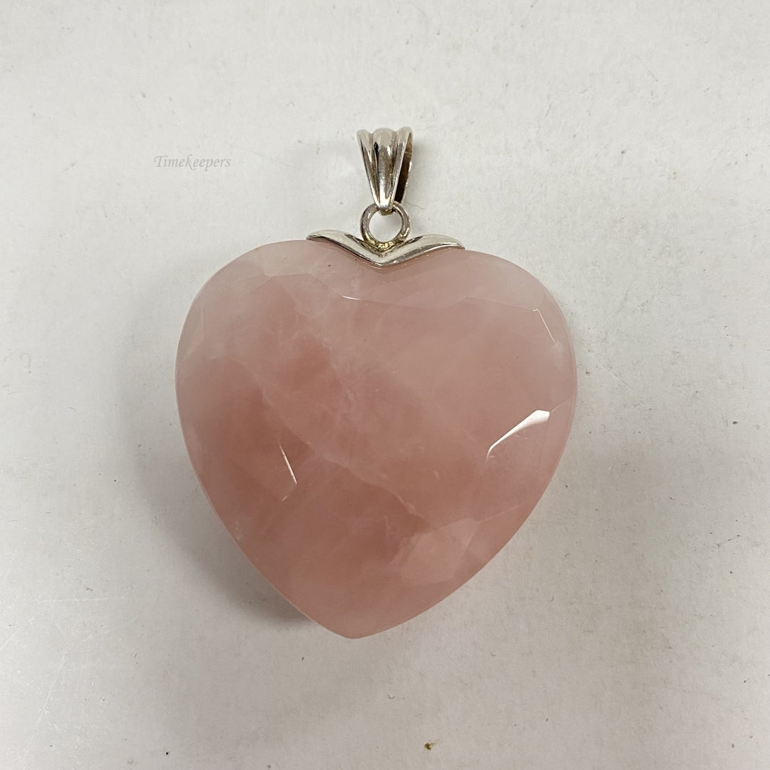 m275 Vintage Sterling Silver Rose Gemstone Heart Charm Pendant