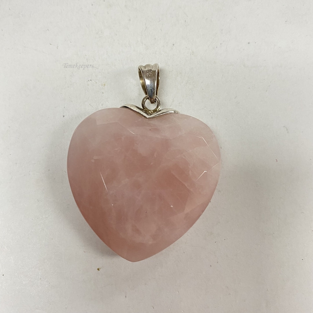 m275 Vintage Sterling Silver Rose Gemstone Heart Charm Pendant