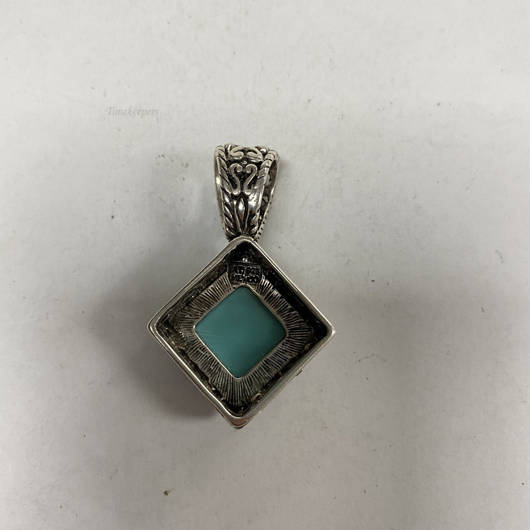 m276 Vintage Mexico Sterling Silver Turquoise Charm Pendant