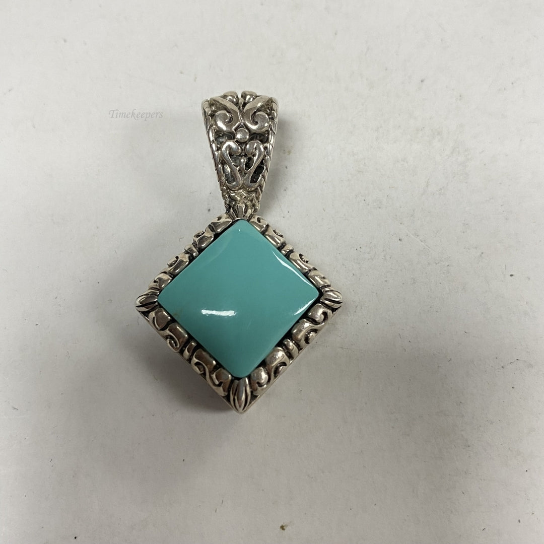 m276 Vintage Mexico Sterling Silver Turquoise Charm Pendant
