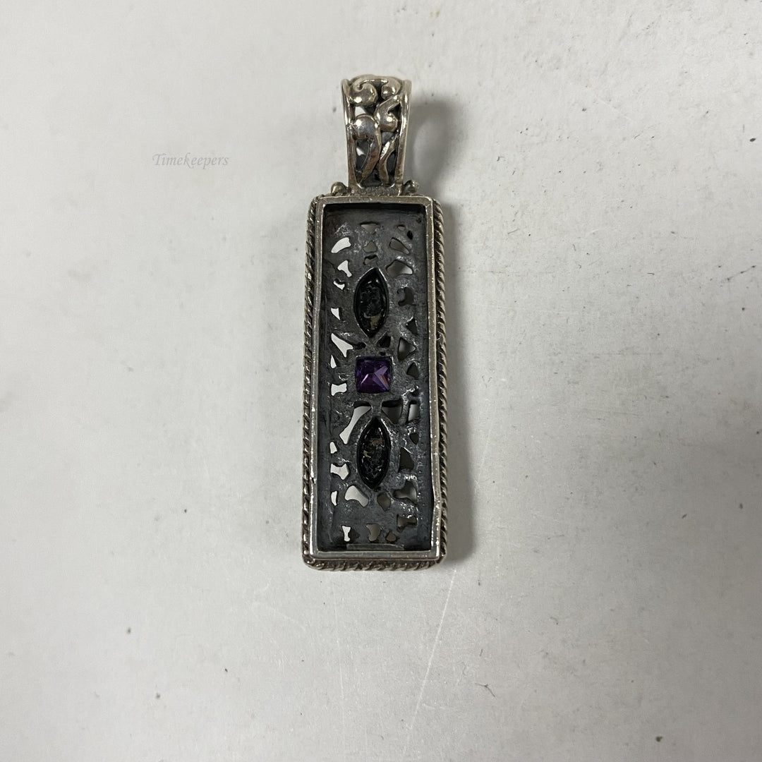 m277 Vintage Mexico Sterling Silver 3 stones Charm Pendant