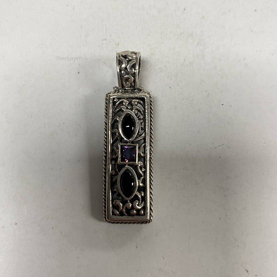 m277 Vintage Mexico Sterling Silver 3 stones Charm Pendant