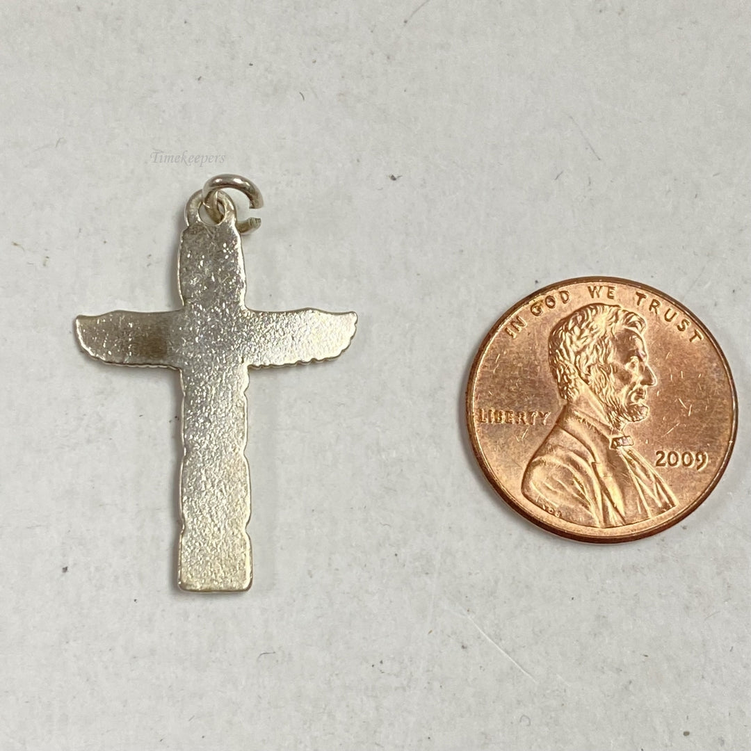 m285 Vintage Sterling Silver Cross and Wings Charm Pendant