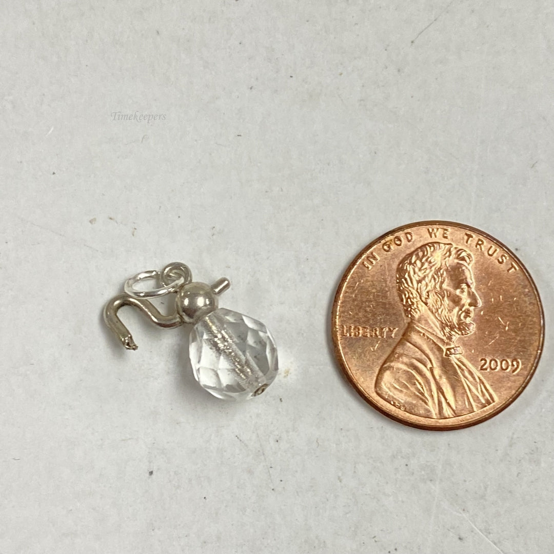 m289 Vintage Sterling Silver Crystal Ball Charm Pendant