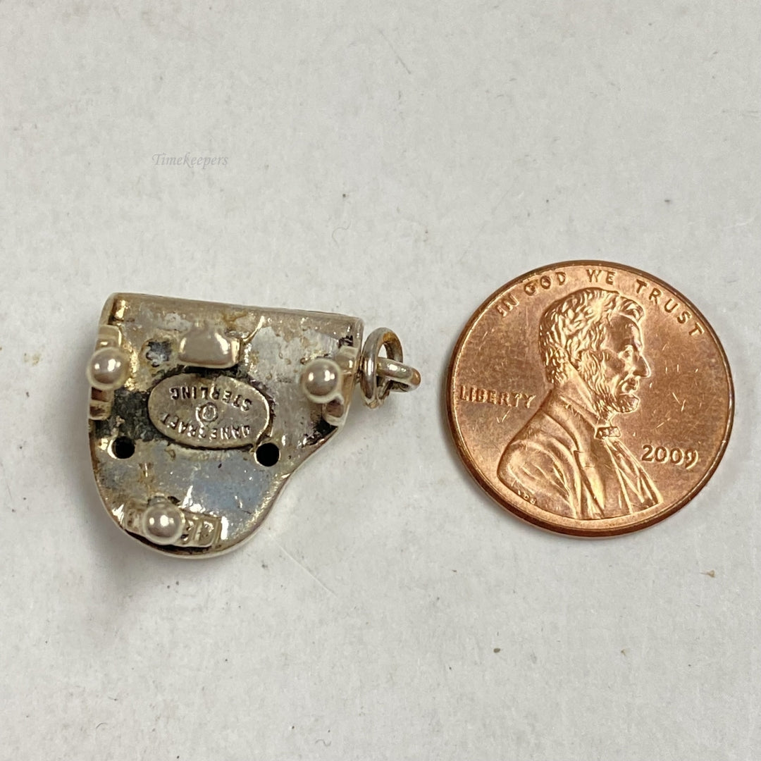 m293 Vintage Sterling Silver Mini Forte Piano Charm Pendant