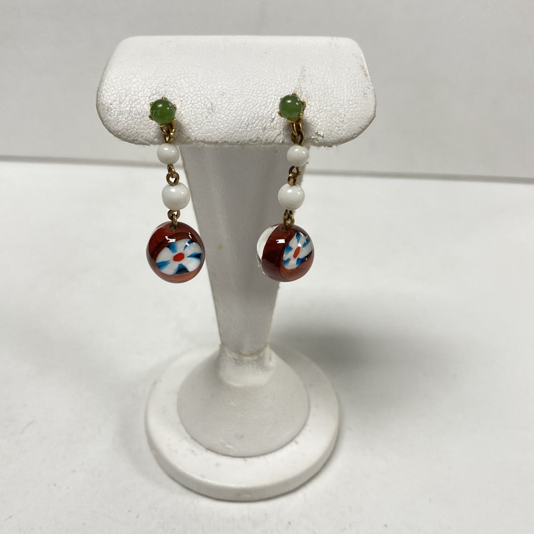 m312 Vintage Sterling Silver Floral Hanging Earrings