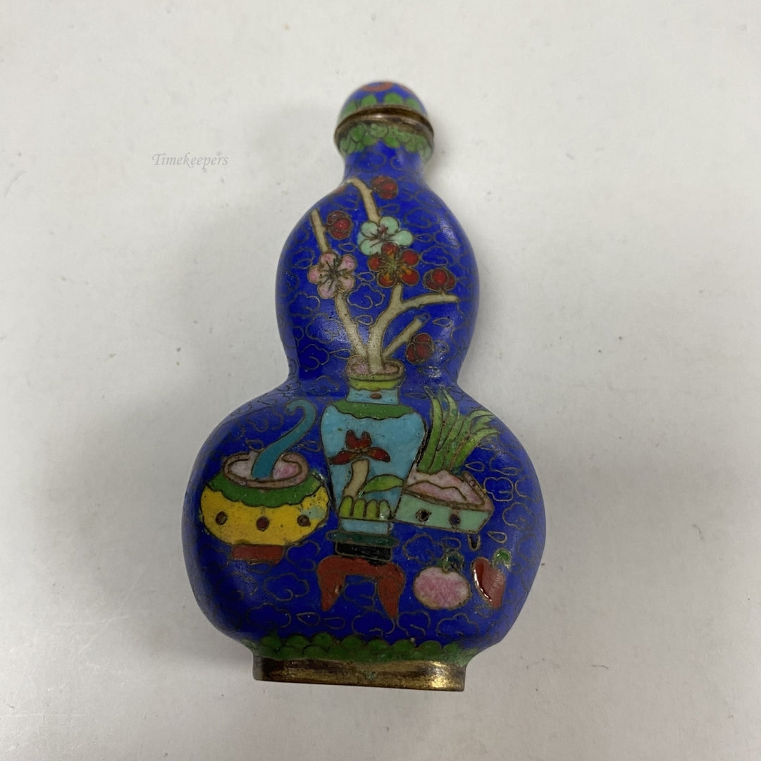 m320 Vintage Japanese Painted Blue Ornament Empty Perfume Bottle