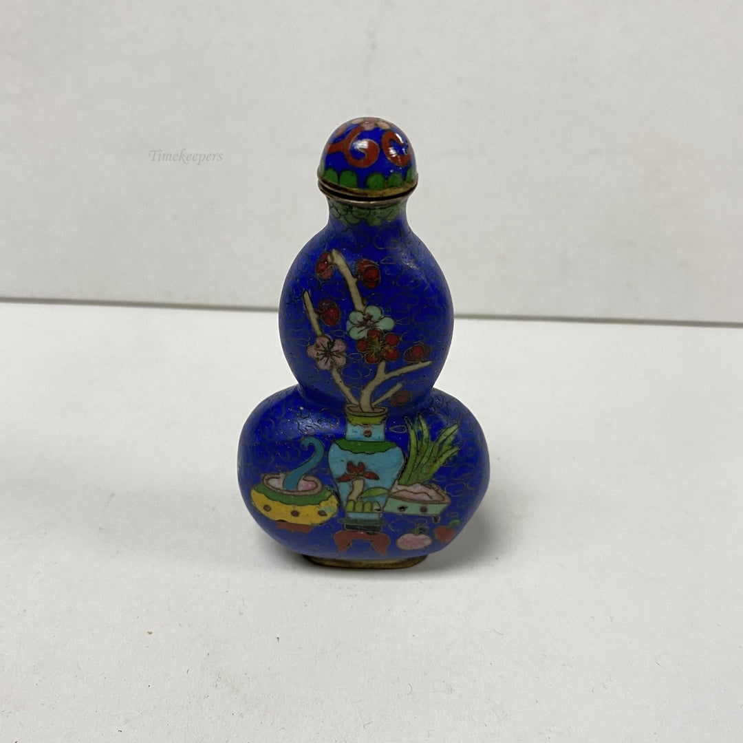 m320 Vintage Japanese Painted Blue Ornament Empty Perfume Bottle