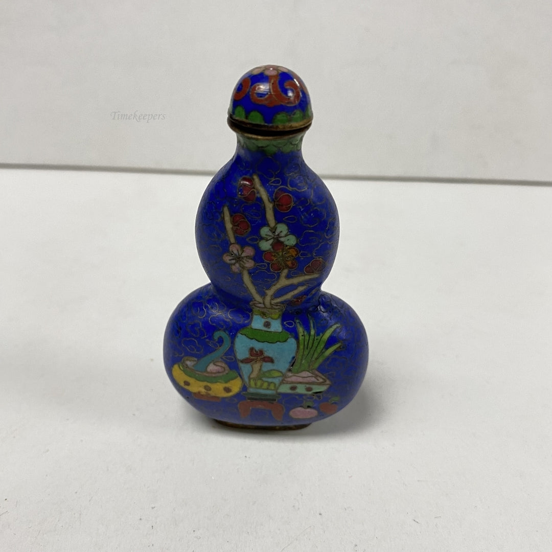 m320 Vintage Japanese Painted Blue Ornament Empty Perfume Bottle