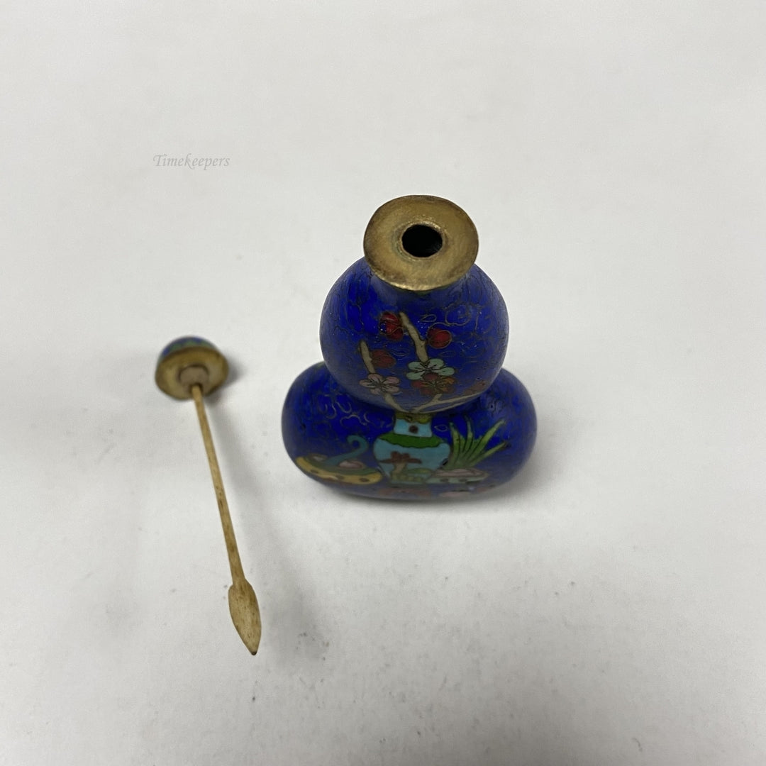 m320 Vintage Japanese Painted Blue Ornament Empty Perfume Bottle