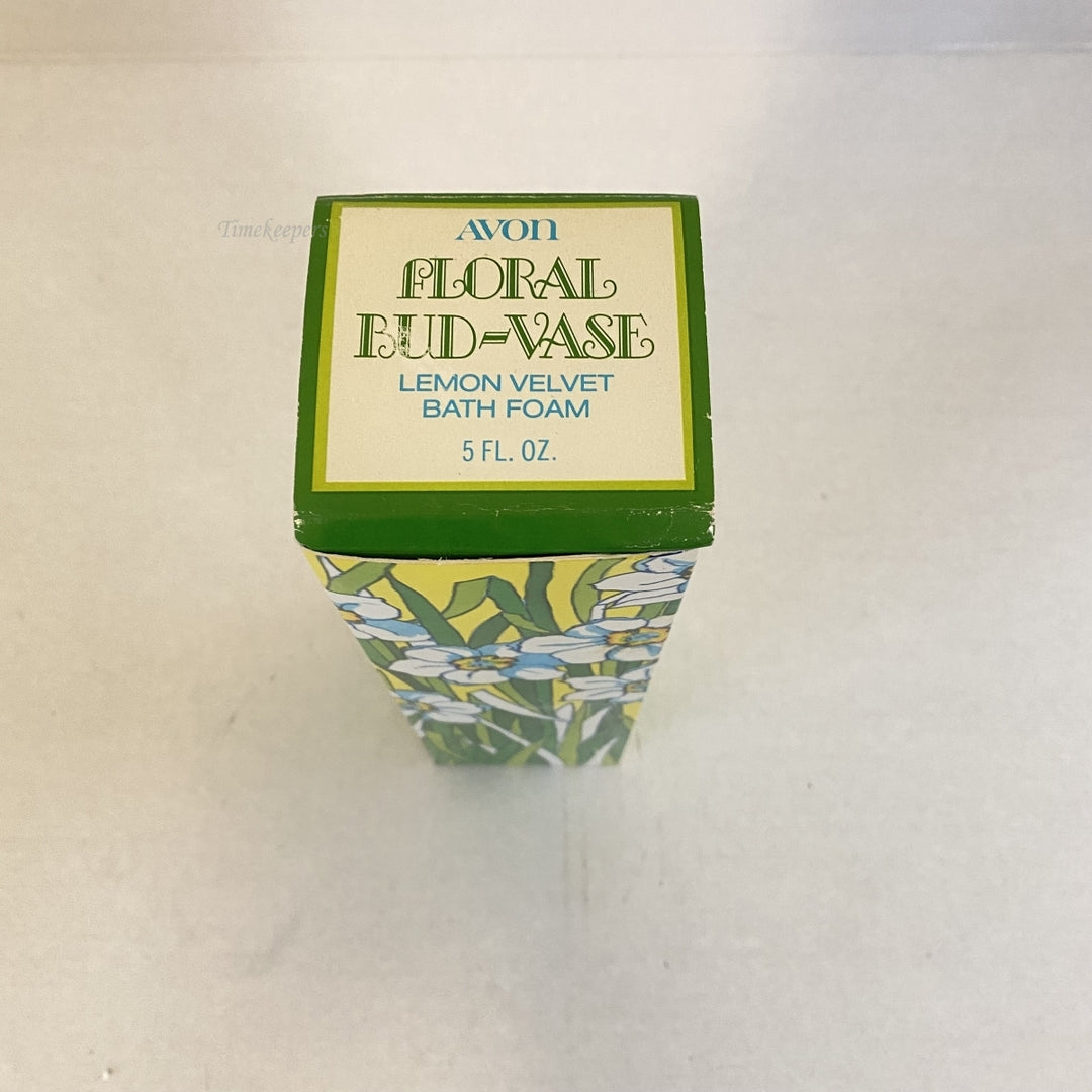 m321 Vintage Avon Floral Bud-Vase Lemon Velvet Bath Foam Ceramic Collectible
