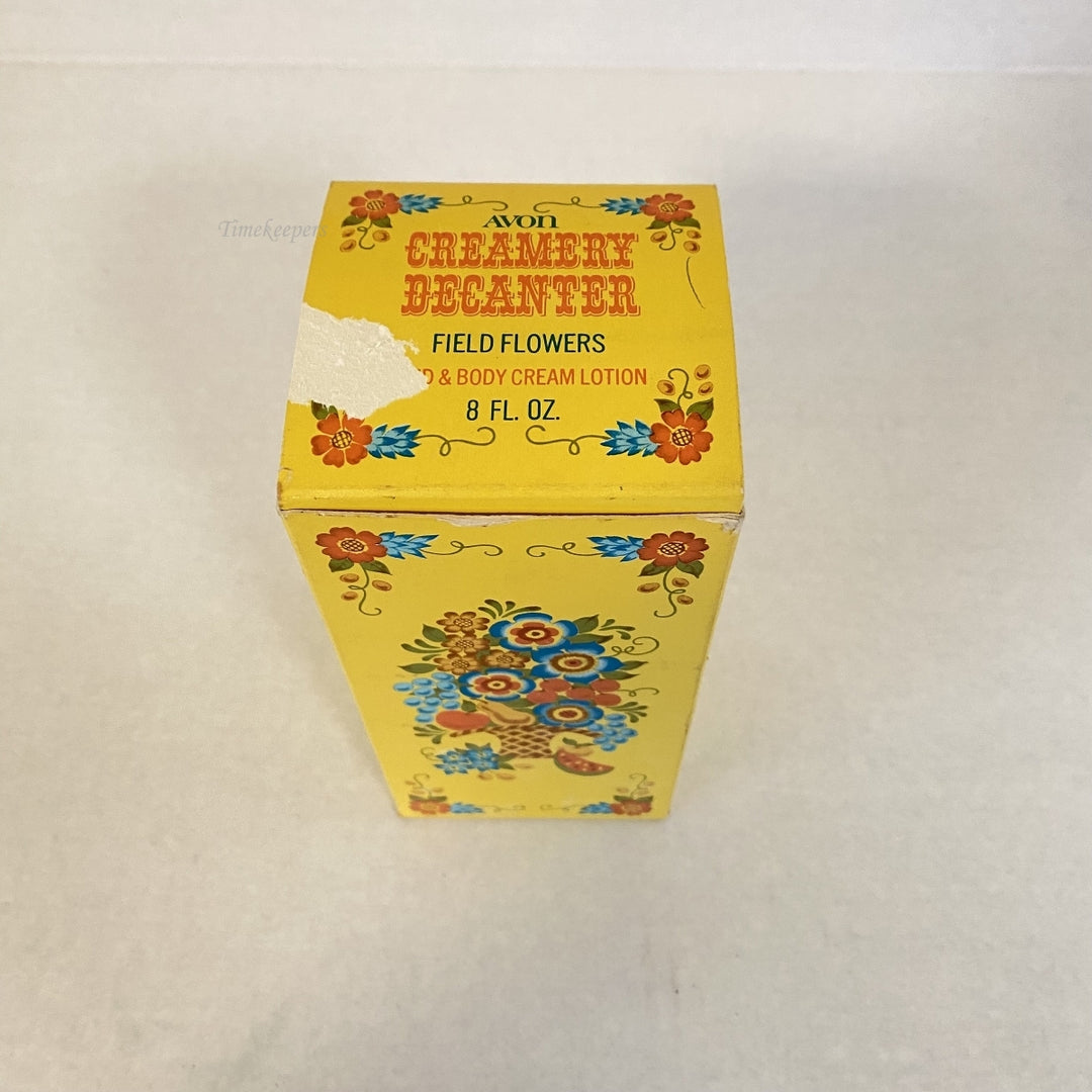 m325 Vintage Avon Collectible Creamery Decanter Field Flowers Hand Body Cream