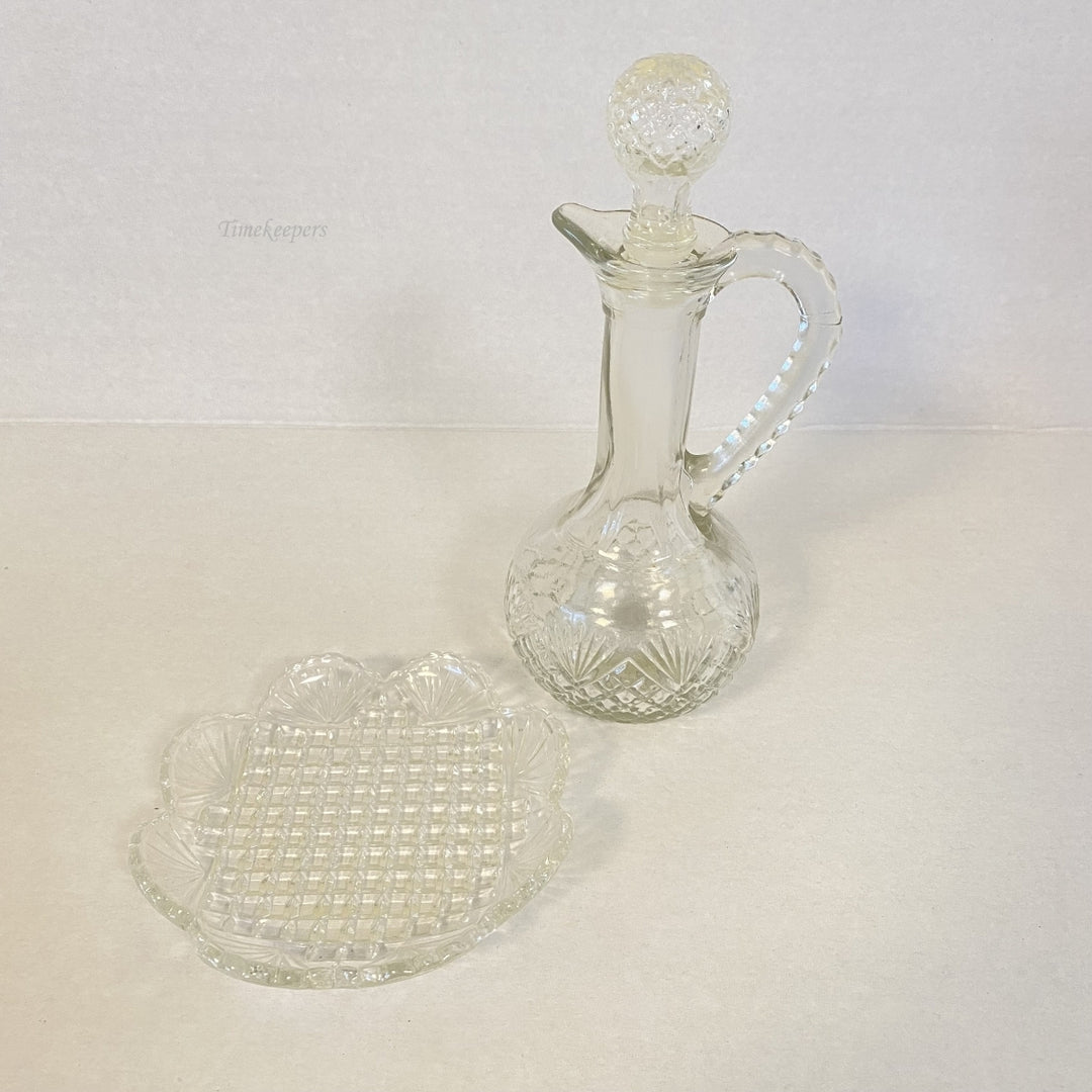 m329 Vintage Avon Collectible Gruet Cologne Set Imperial Garden Empty Crystal Bottle Plate