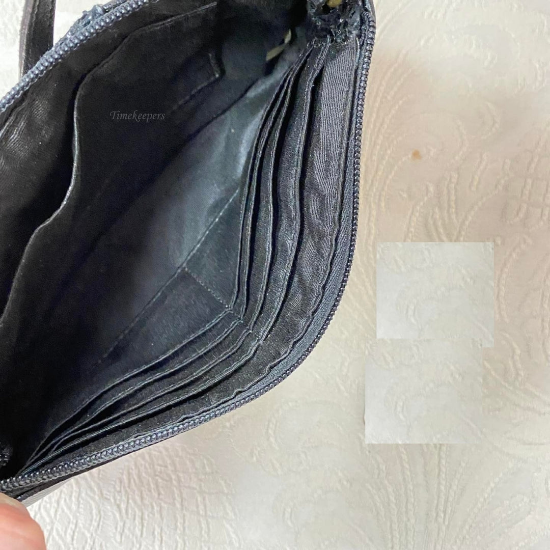 m341 Vintage Coach Black Leather Mini Wristlet Bag Card Cosmetic Travel Purse