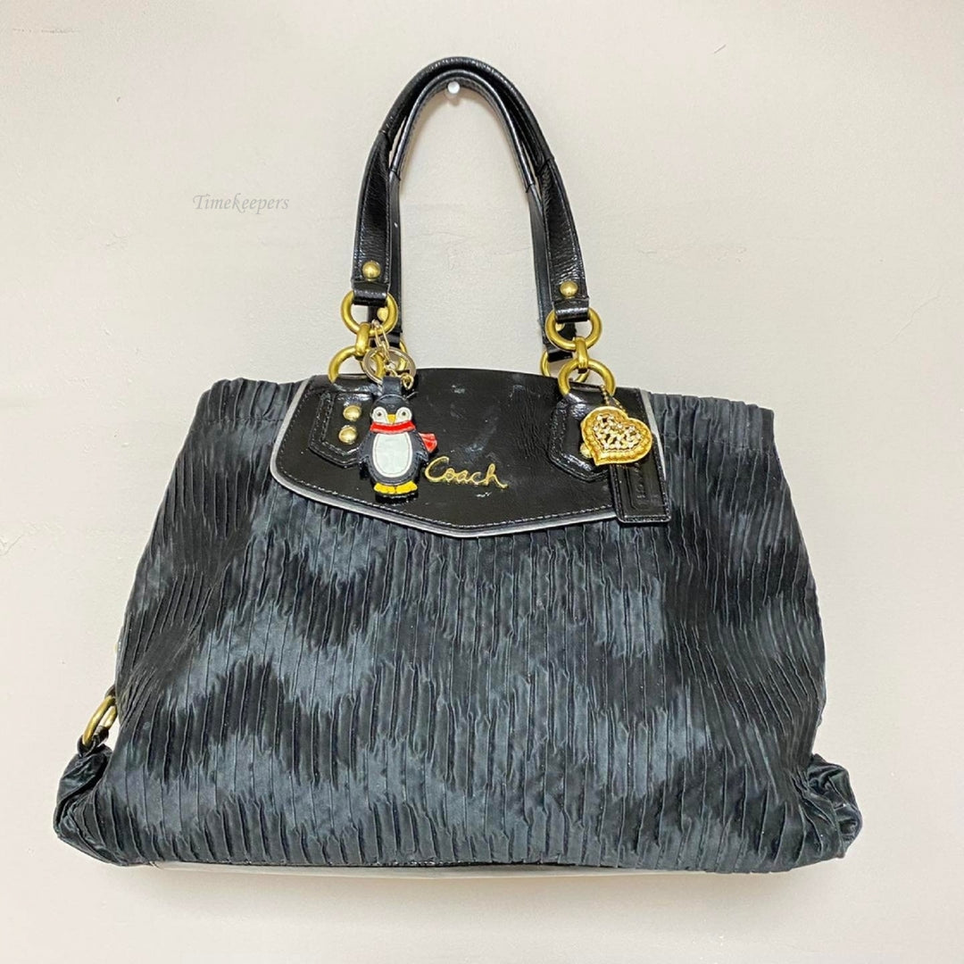 m354 Coach Ashley Gathered Satin Satchel Carryall Bag F20050 & Matching Wristlet