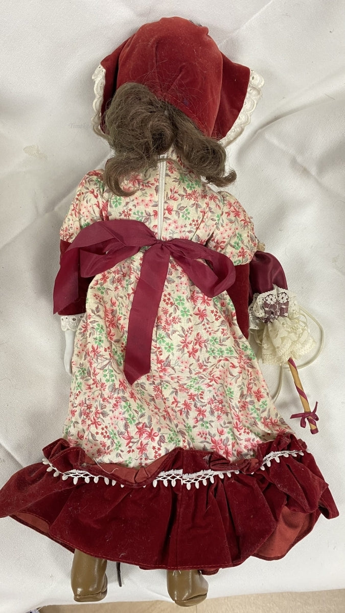 m420 Vintage Antique Collectible Ceramic Doll Umbrella Motion Body Parts Eyes