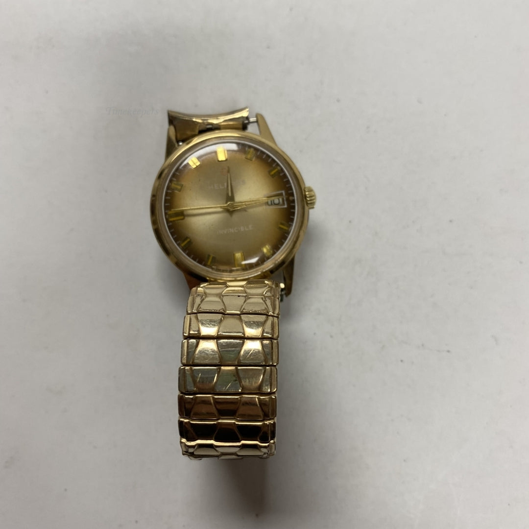 m436 Vintage Helbros Invincible Gold Tone Mechanical Men's Wrist Watch