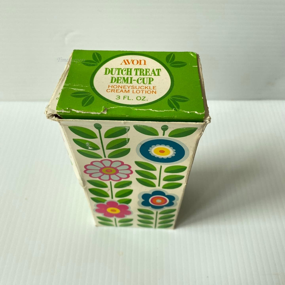 m448 Vintage Avon Dutch Treat Demi-Cup Honeysuckle Cream Lotion 3 fl oz Cat