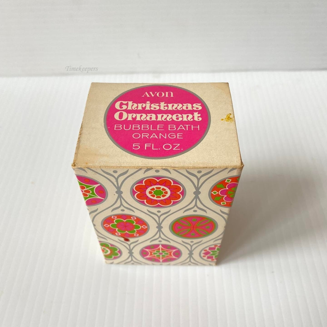m449 Vintage Avon Christmas Ornament Bubble Bath Orange 5 fl oz