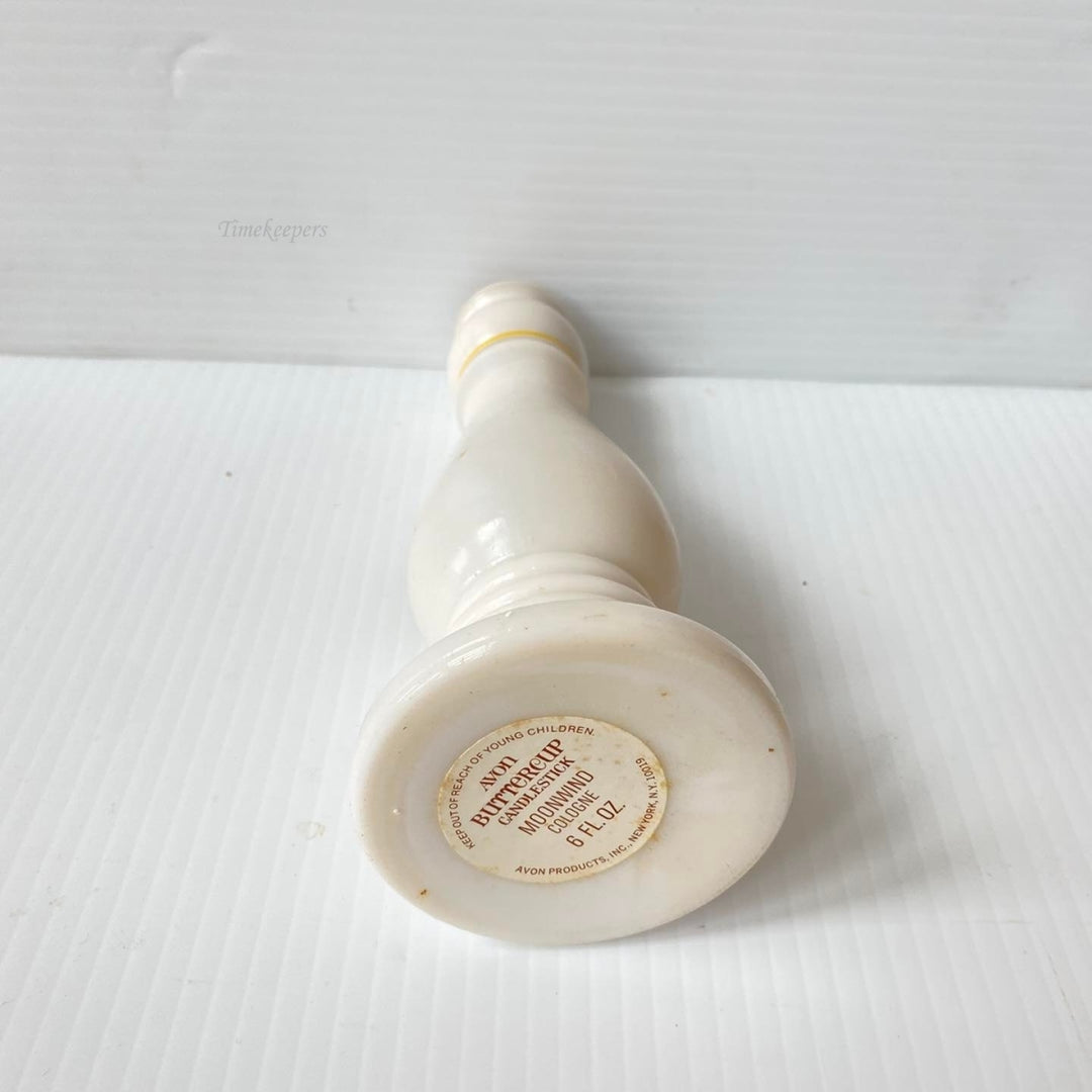 m455 Vintage Avon Buttercup Candlestick Moonwind Cologne 6 fl oz White Bottle