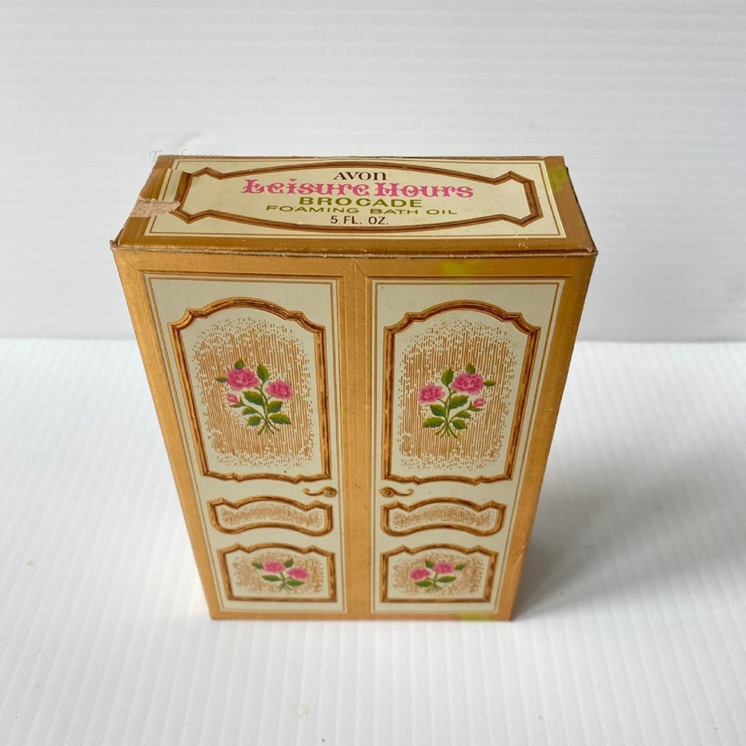 m495 Vintage Avon Collectible Leisure Hours Brocade Foaming Bath Oil 5 fl.oz