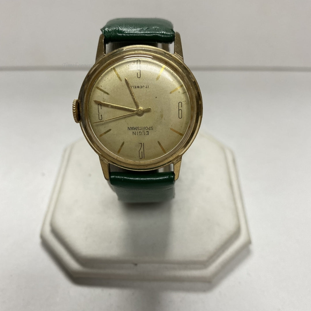 m519 Vintage Elgin Sportsman Gold Tone Stainless Back 17J Unisex Wrist Watch