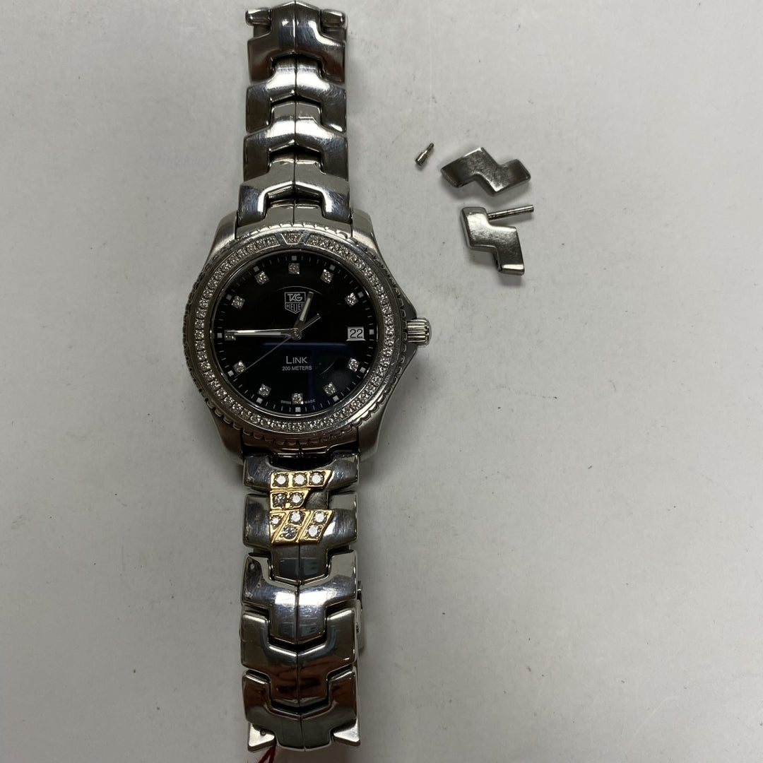 m538 Vintage Tag Heuer Link Swiss Men's Wrist Watch Stainless Steel Diamond 39mm