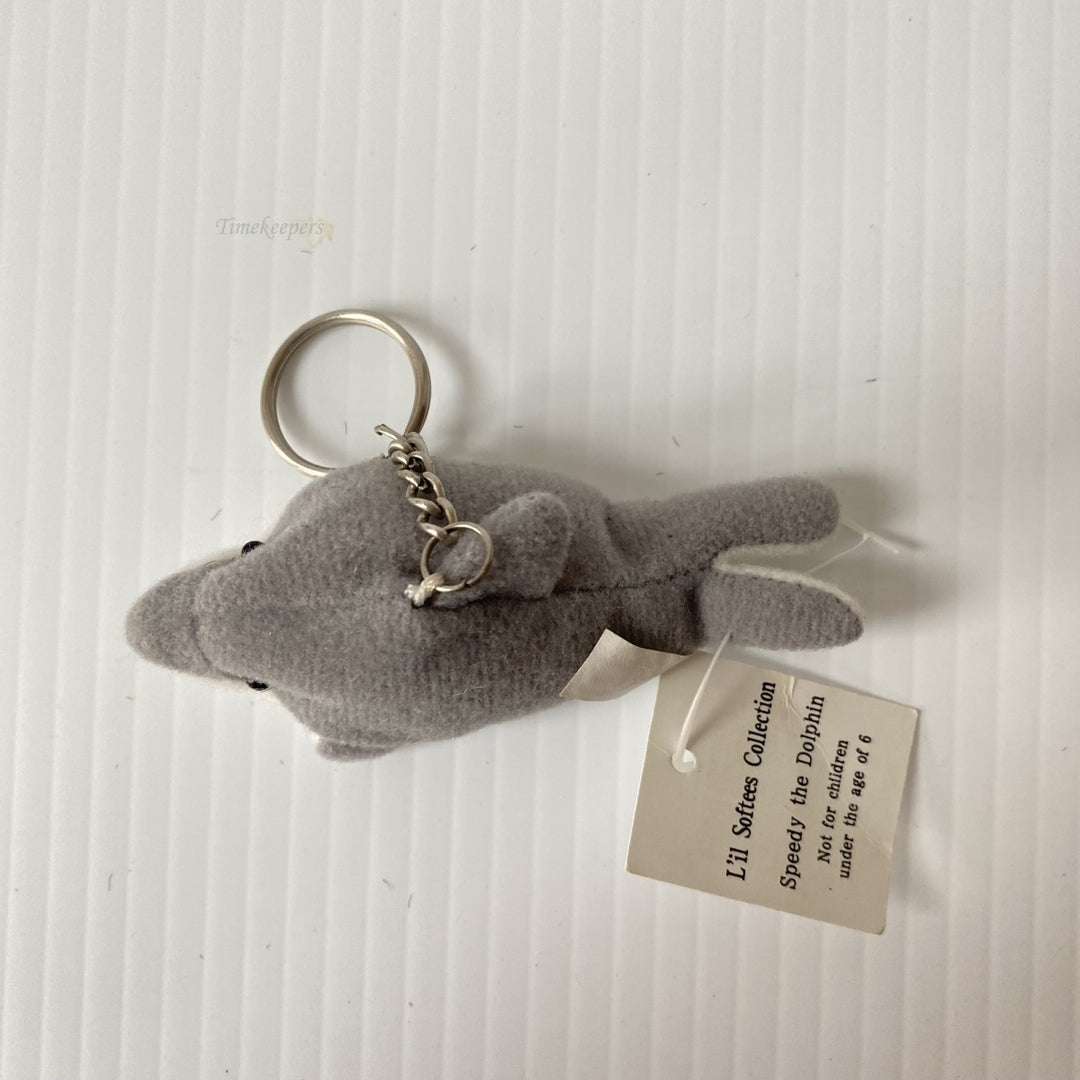 m563 Vintage Stuffed Animal Speedy The Dolphin Key Ring Collectible Toy