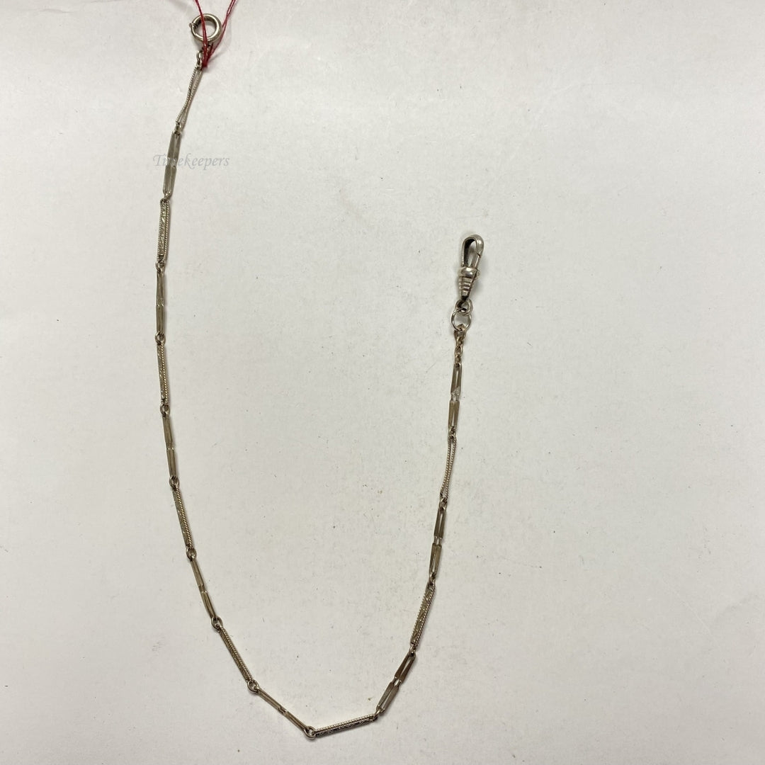 m601 Antique Gold Filled Vest Pocket Watch Filigree Chain Silver Tone 13.5"