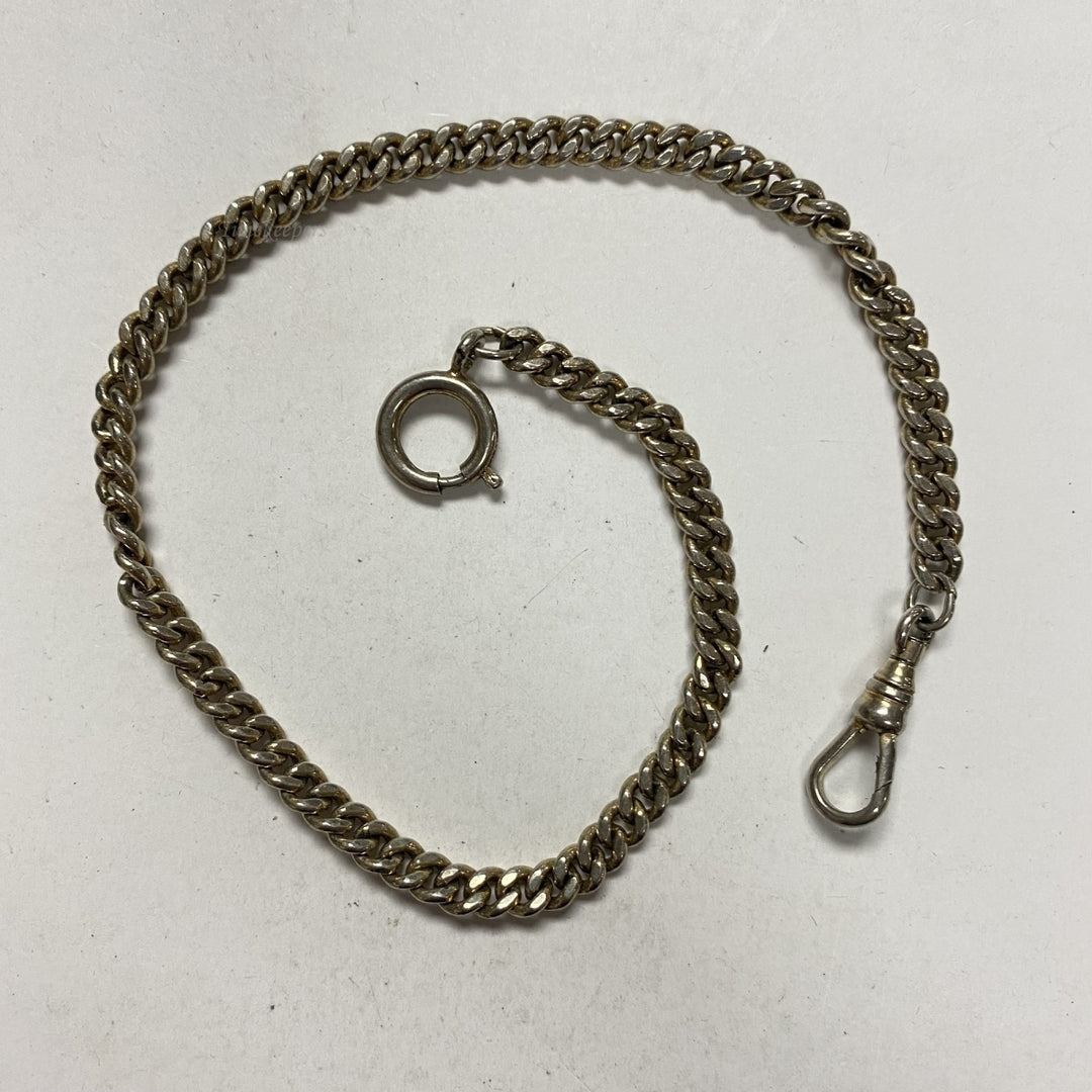 m611 Antique Gold Filled Vest Pocket Watch Link Chain 11.5" Silver Tone