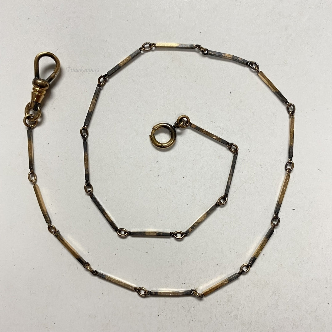 m612 Antique Gold Filled Vest Pocket Watch Link Chain 15.5" Gold Tone