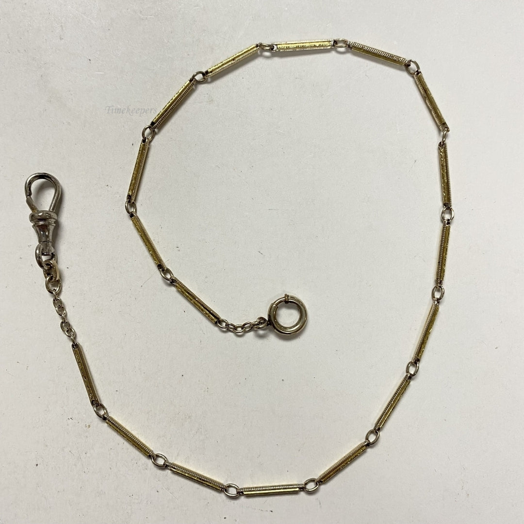 m624 Antique Gold Filled Vest Pocket Watch Link Bar Chain 13.5"