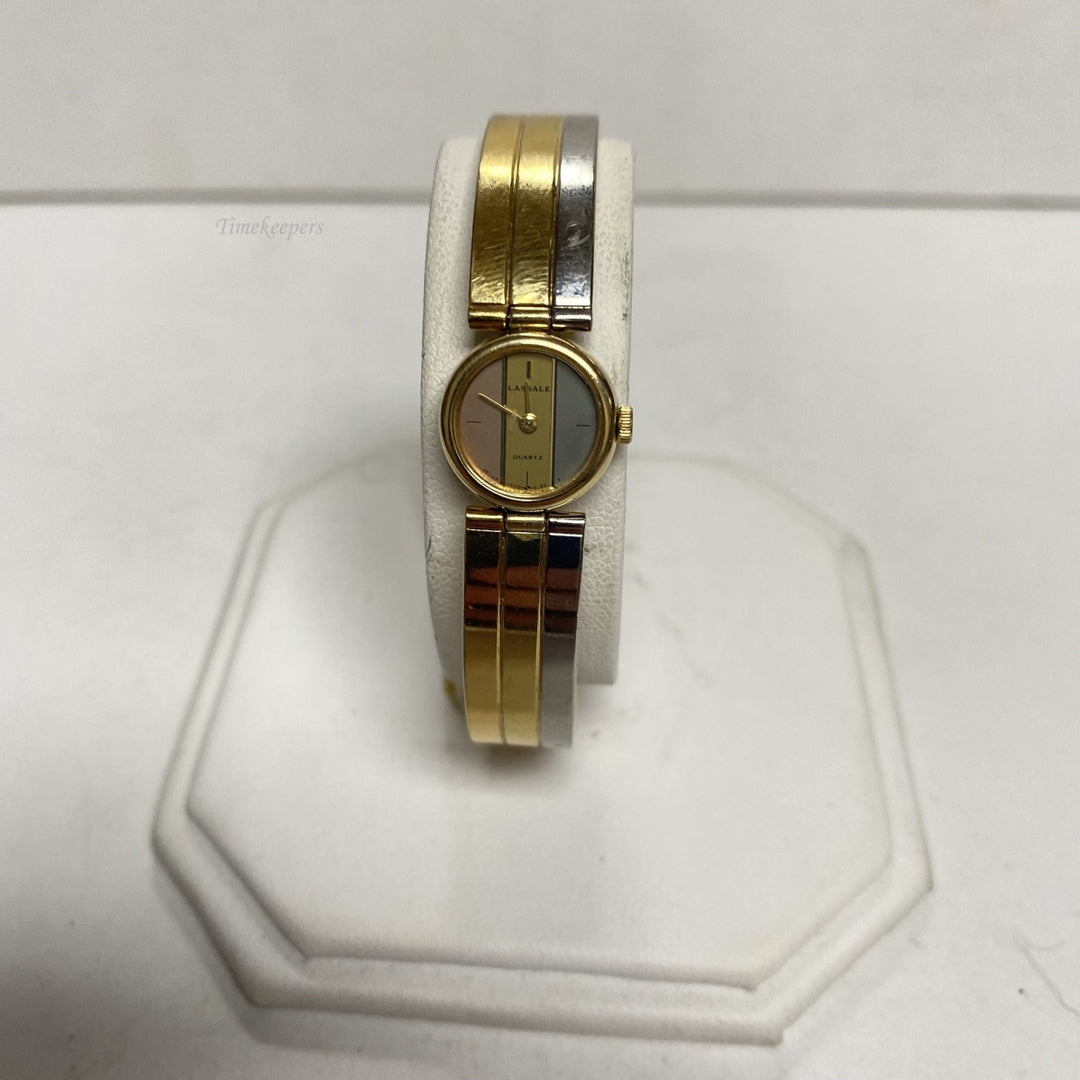 m670 Vintage Lassale Quartz Japan Gold Tone Snap Bracelet Wrist Watch