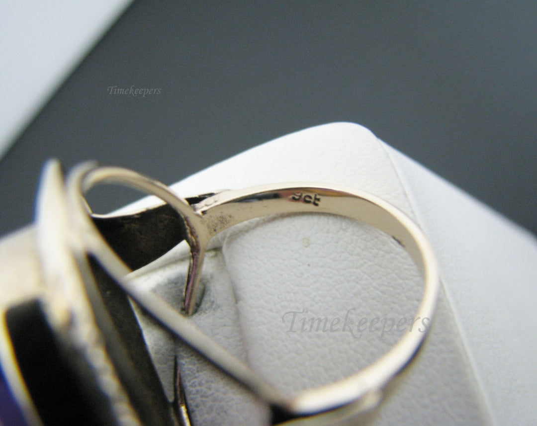 a801 Unique Vintage 9 k Yellow Gold Ring with Large Purple Stone