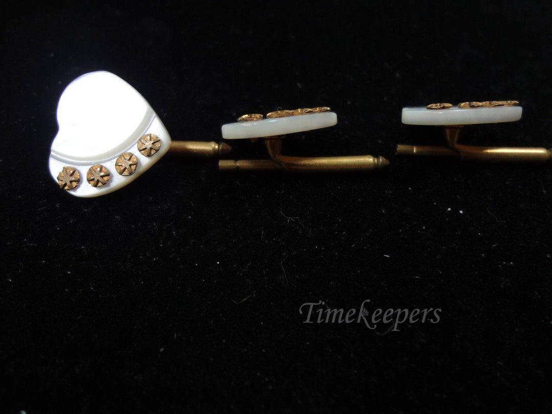 a909 Vintage Heart Shaped Shirt Studs Mother of Pearl