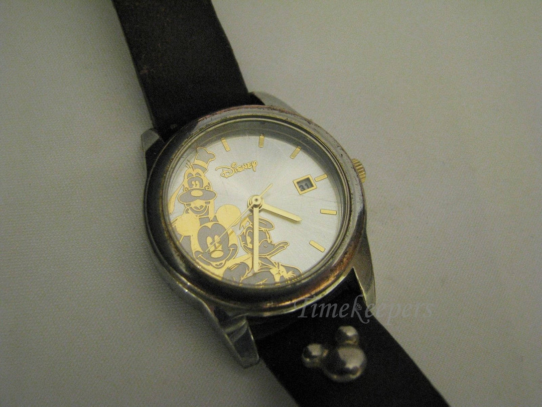c049 Fun Mickey Mouse Watch in Two Tone with Goofy, Mickey &amp; Donald