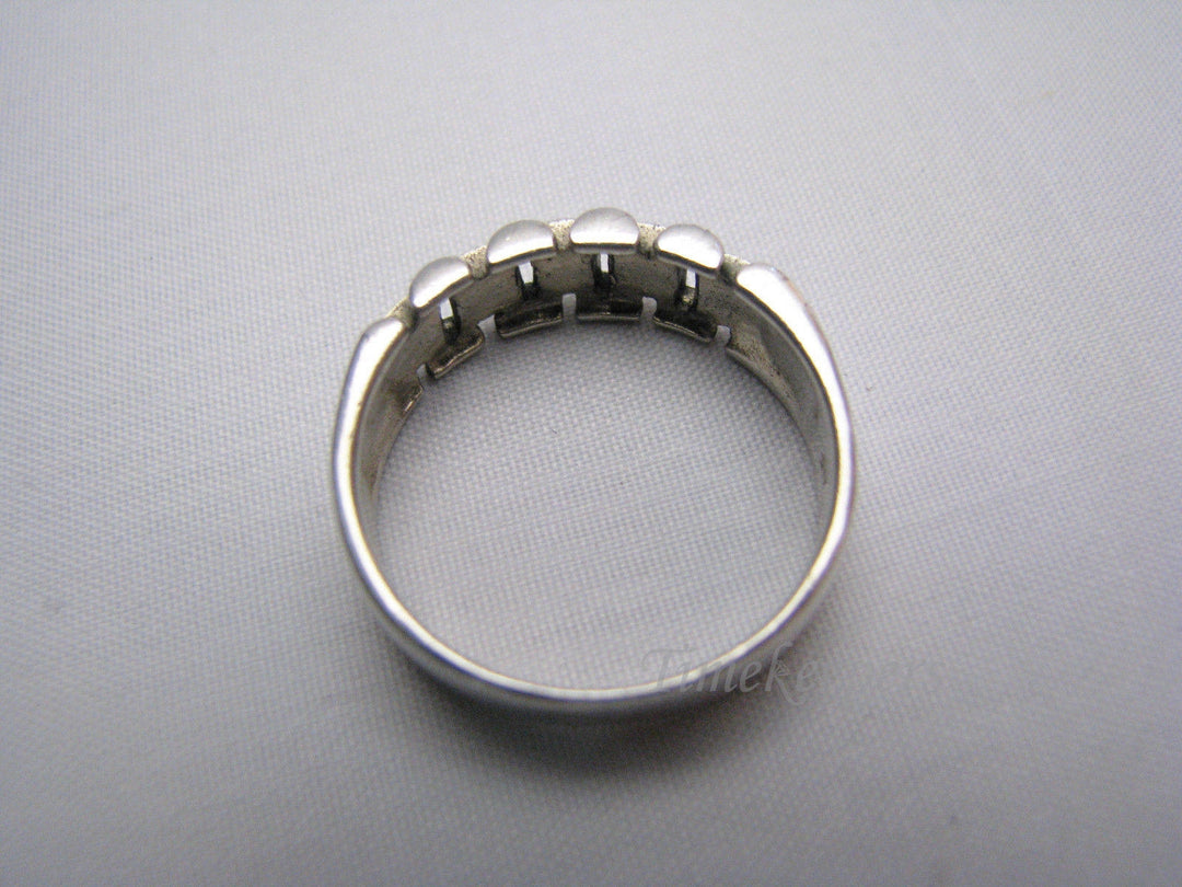 a1073 Vintage Nice Sterling Silver Ring Bike Chain Design Size 9.5