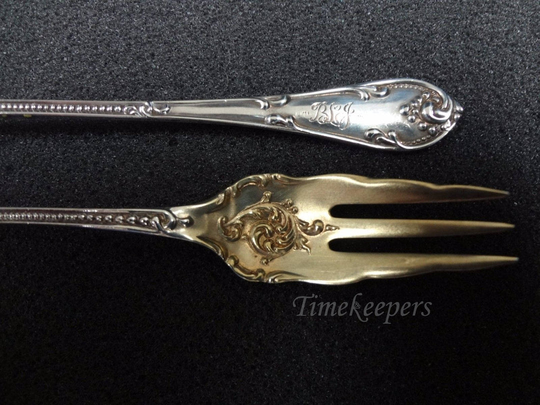 a916 Beautiful Vintage Set of (2) Sterling Silver Cocktail Forks by Towle Rustic