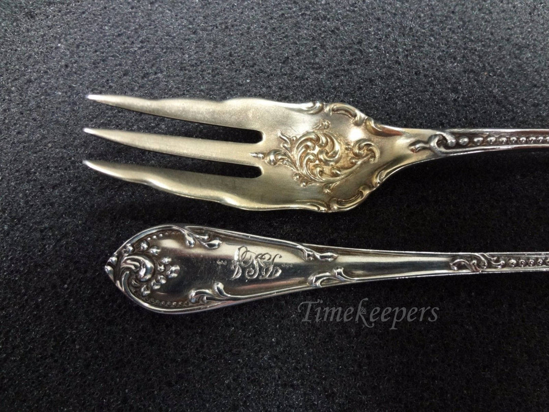 a916 Beautiful Vintage Set of (2) Sterling Silver Cocktail Forks by Towle Rustic