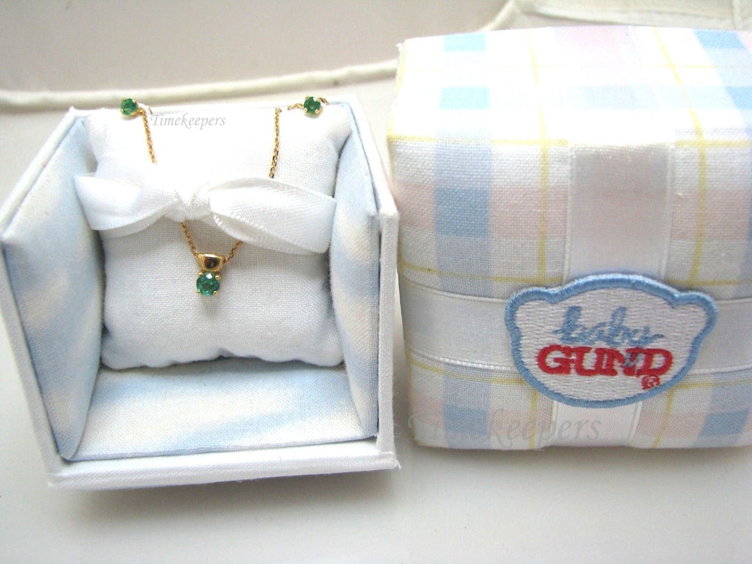 c075 Baby, May Birth Stone Necklace in 14k Yellow Gold *EARRINGS SOLD*