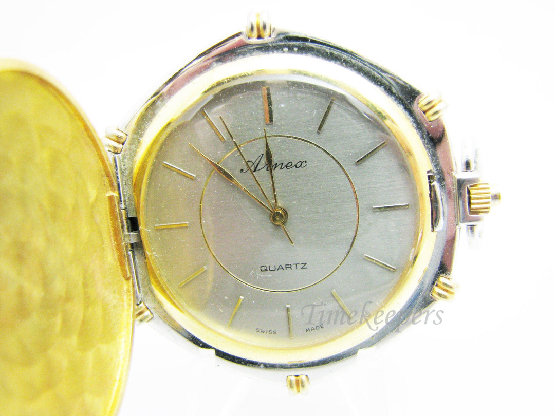 c335 Simple Handsome Hunter Style Case, Arnex Quartz Pocket Watch in Two Tone