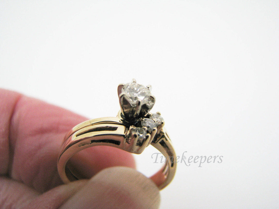 c412 Lovely 14k Yellow Gold Diamond Engagement Ring and Wedding Band