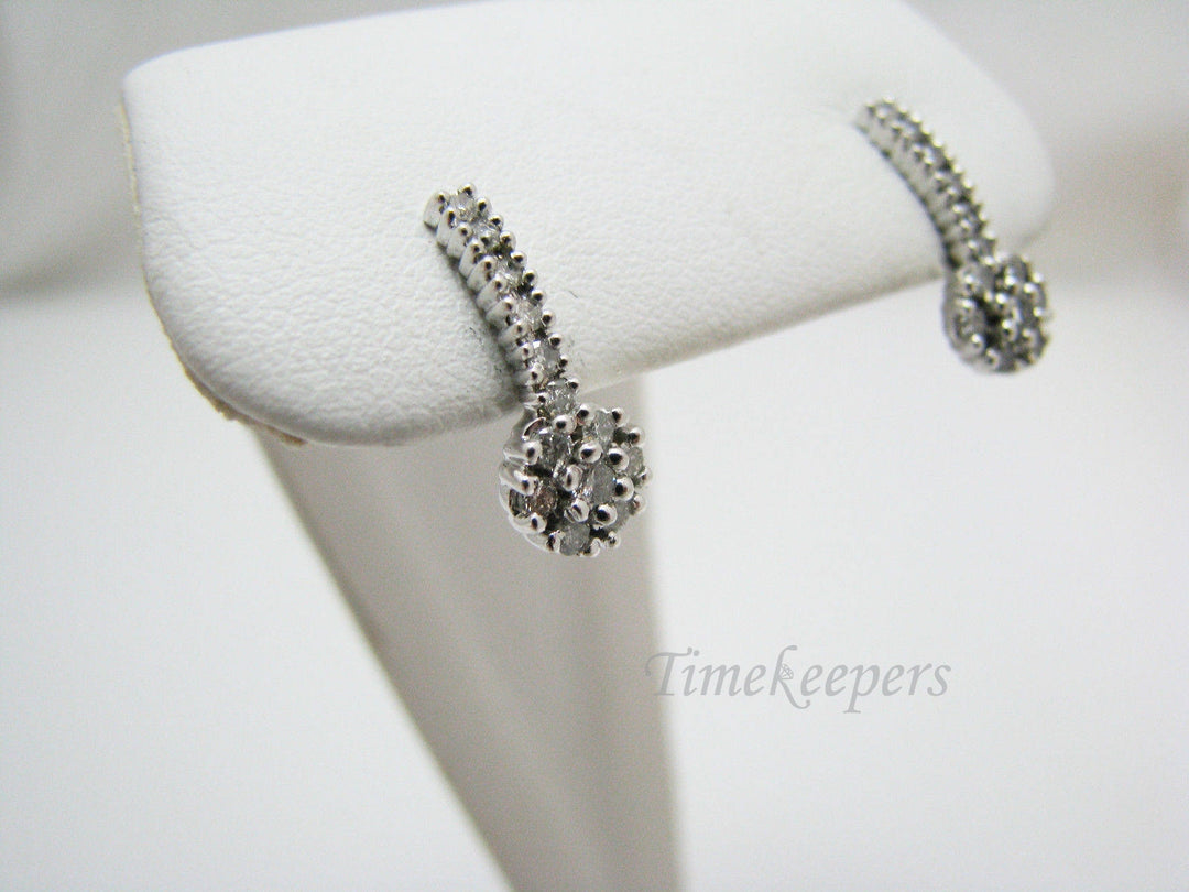 a369 Vintage Stunning Post Drop Multi Diamond Earrings in 14k White Gold