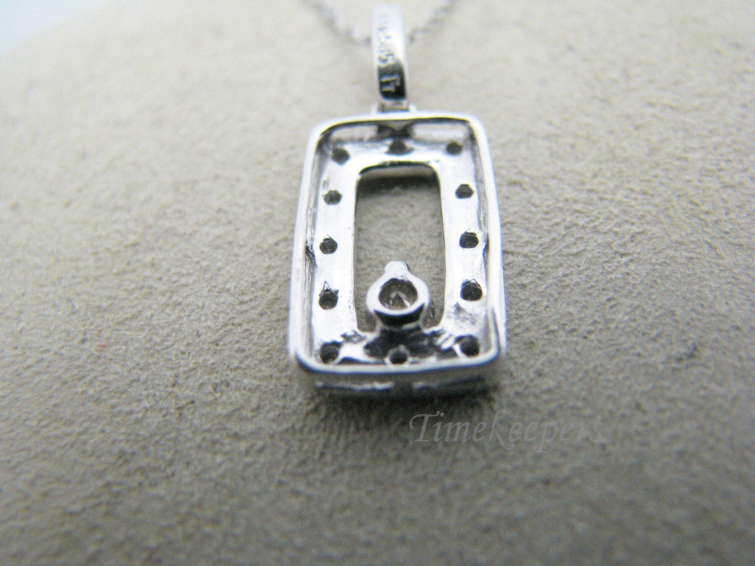 a380 Brilliant Rectangle Diamonds Larger Center Diamond Pendant Necklace 14k WG
