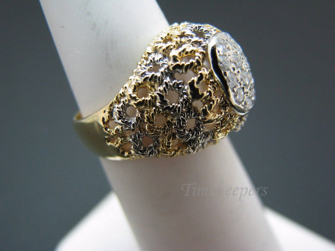 a873 Vintage Beautiful Diamond Cluster Domed Ring in 18k Yellow &amp; White Gold