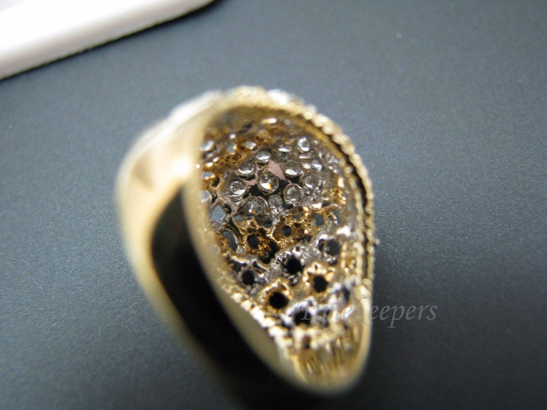 a873 Vintage Beautiful Diamond Cluster Domed Ring in 18k Yellow &amp; White Gold